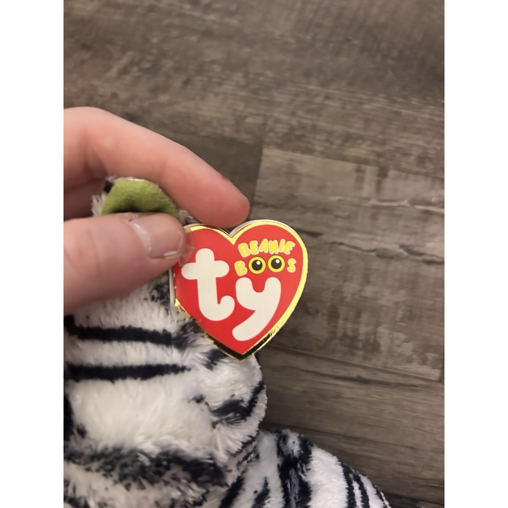 Ty Beanie Boos Zig-Zag Zebra Plush Beanbag Green Eyes 2017 - Picture 2 of 5